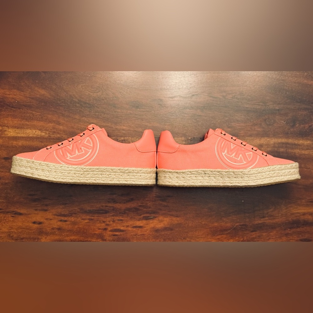 Michael Kors Poppy Espadrille Lace-Up Canvas Sneaker Tea Rose/Pink Nib - Picture 6 of 7